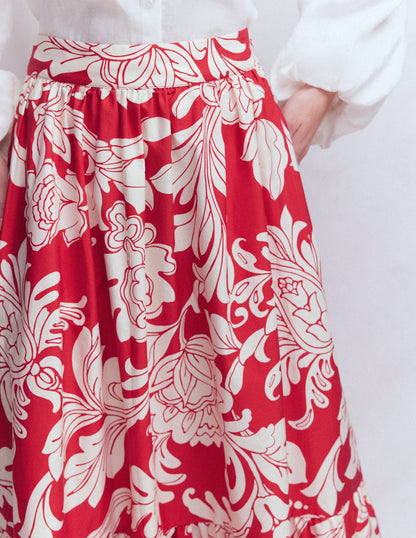 Abigail Poplin Maxi Skirt-Botanical Flourish