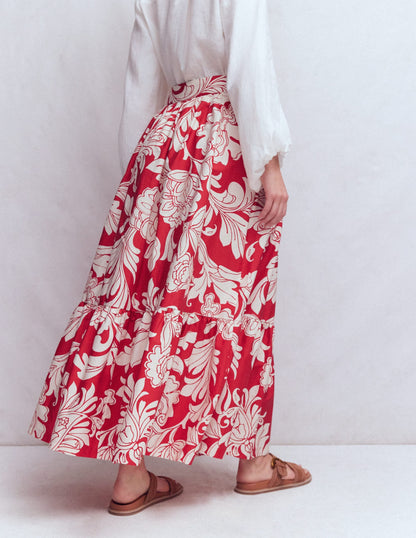 Abigail Poplin Maxi Skirt-Botanical Flourish