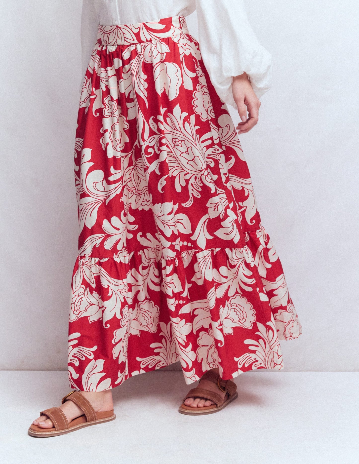 Abigail Poplin Maxi Skirt-Botanical Flourish