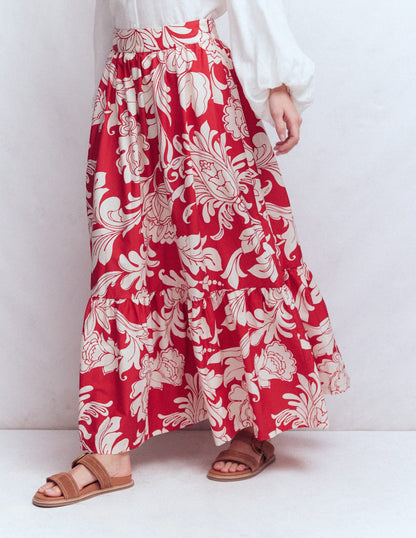Abigail Poplin Maxi Skirt-Botanical Flourish
