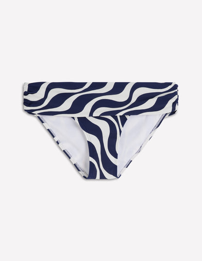 Classic Fold Bikini Bottoms-Navy, Rhythmic Wave