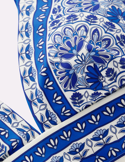 Porto V-neck Bikini Top-Blue, Elaborate Terrace