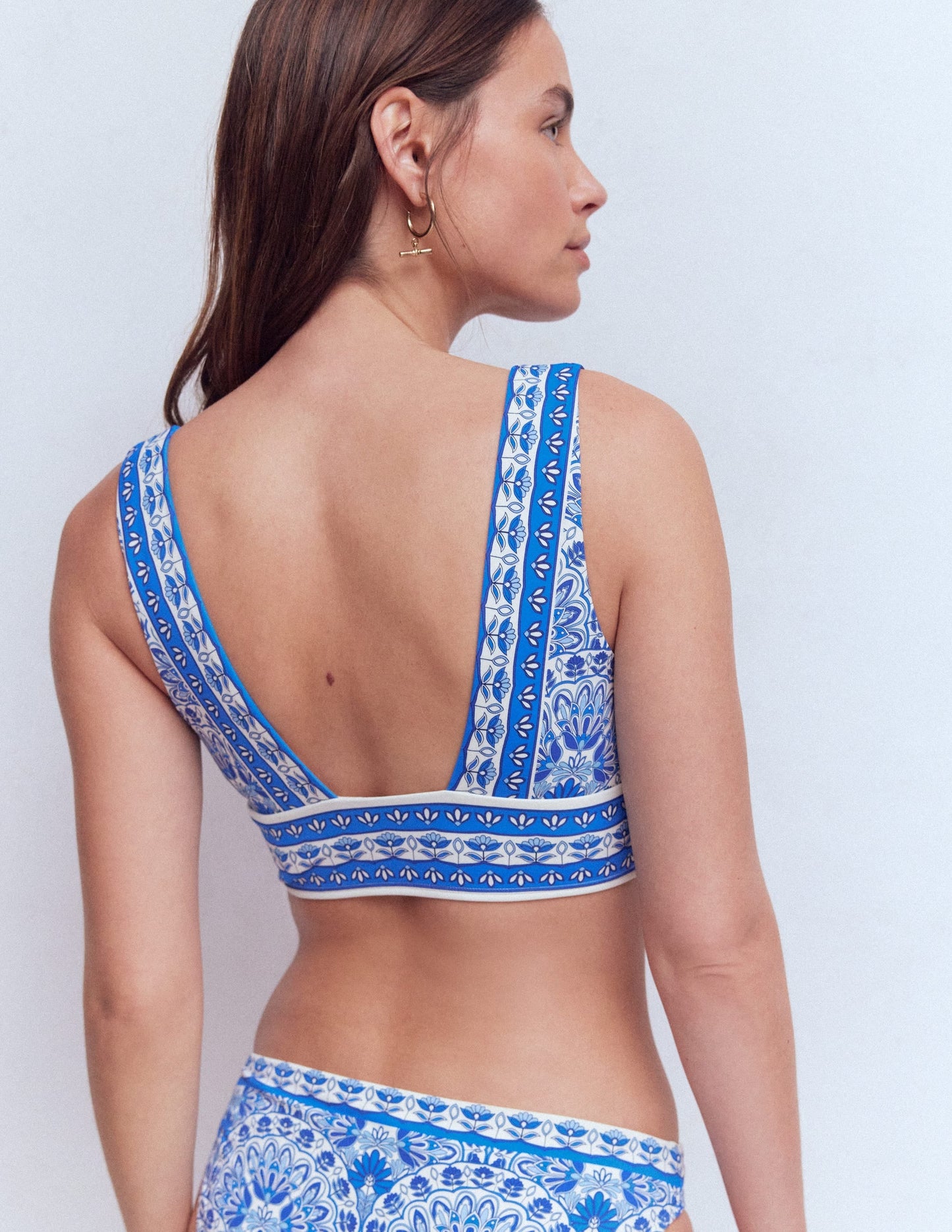 Porto V-neck Bikini Top-Blue, Elaborate Terrace