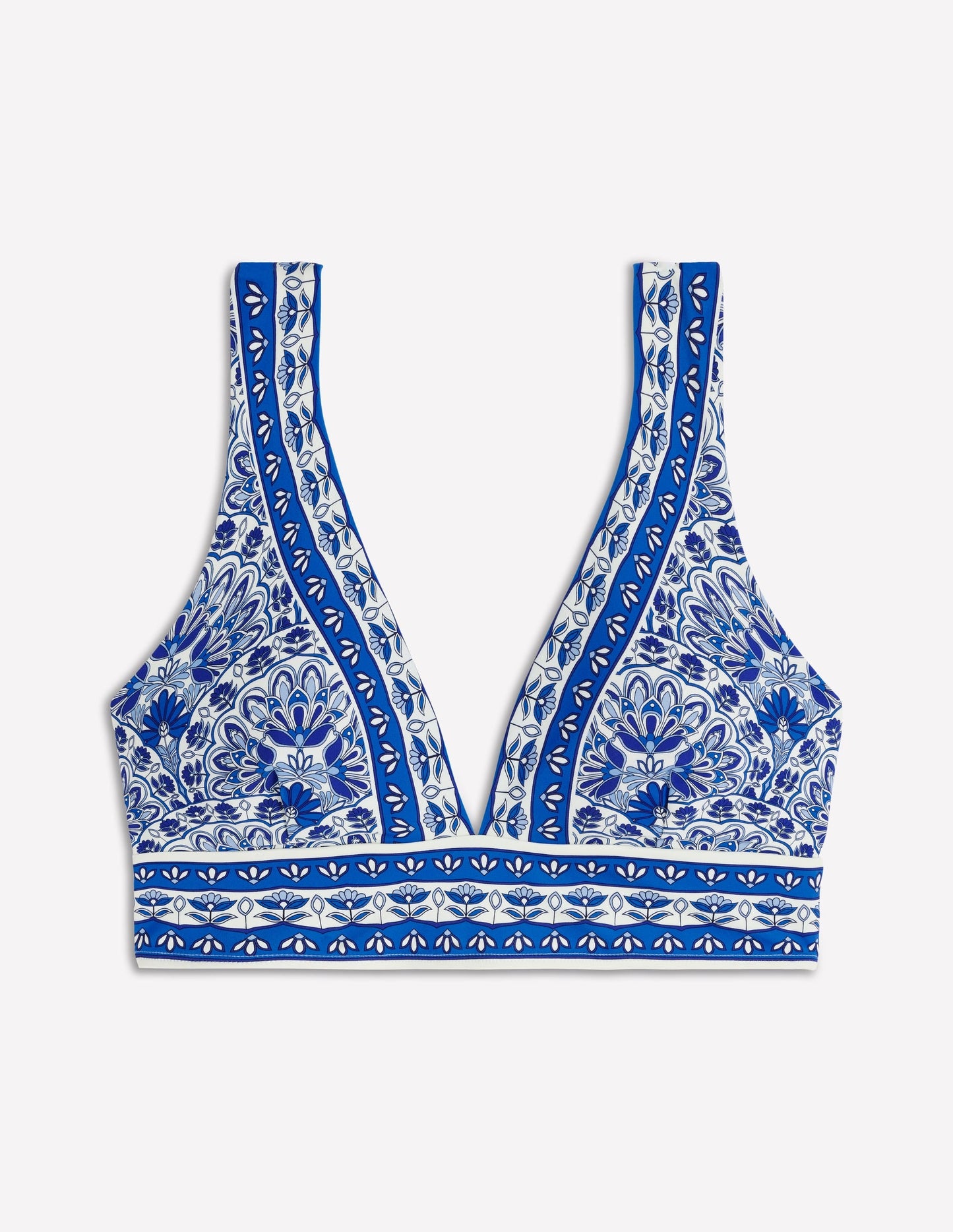 Porto V-neck Bikini Top-Blue, Elaborate Terrace