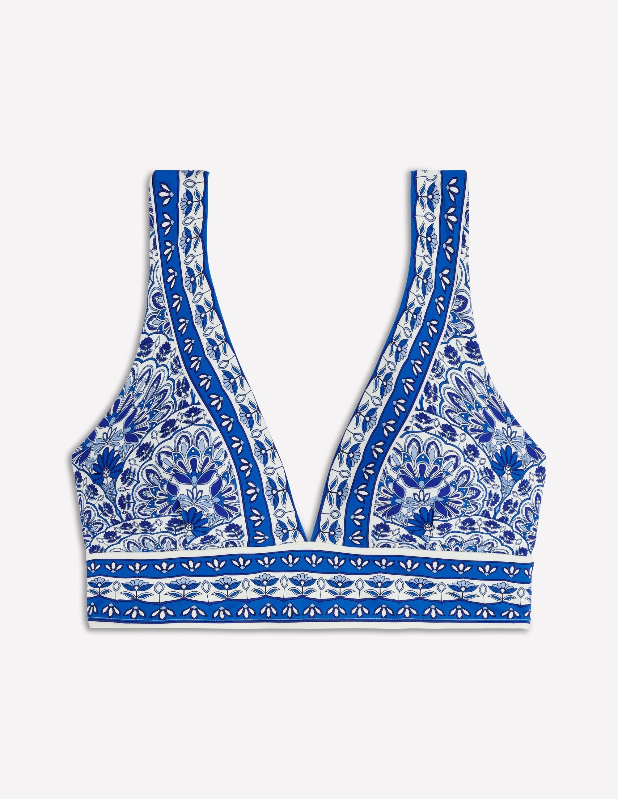 Porto V-neck Bikini Top-Blue, Elaborate Terrace