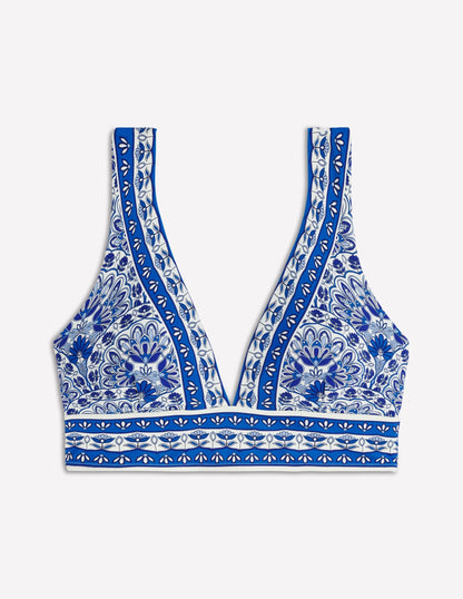 Porto V-neck Bikini Top-Blue, Elaborate Terrace