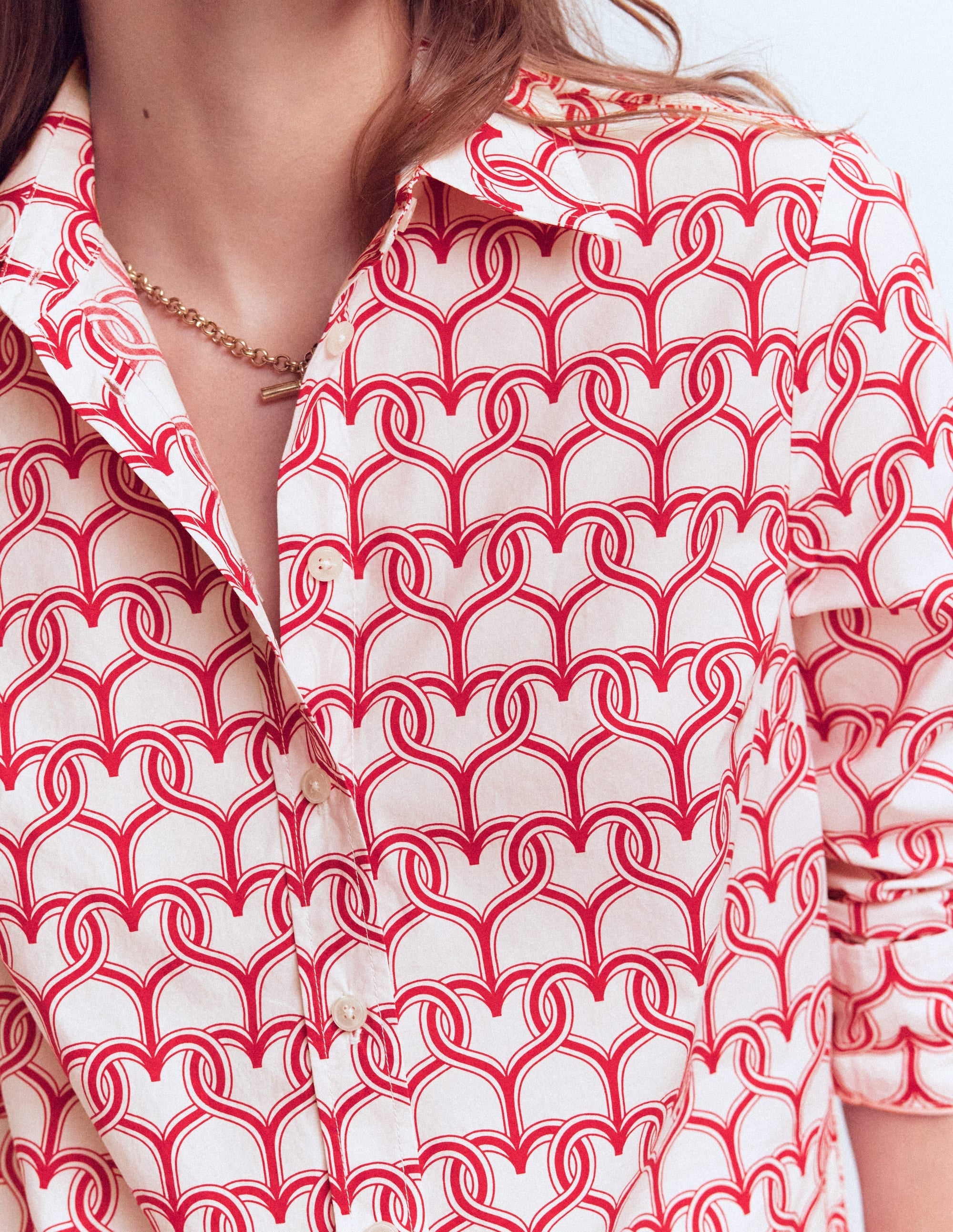 Sienna Cotton Shirt-Ivory, Heart Link