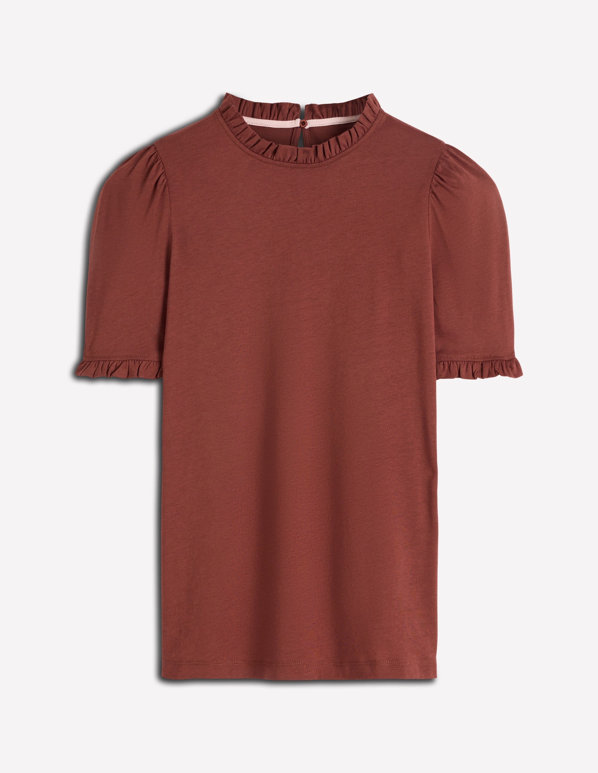 Supersoft Frill Detail T-shirt-Roasted Brown