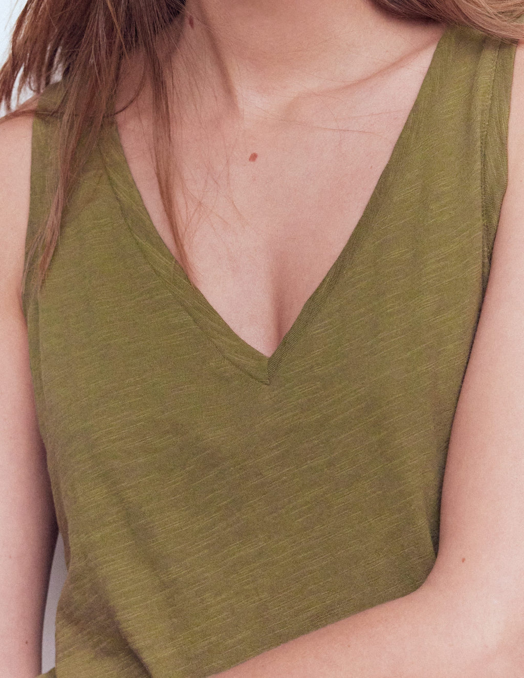 Regular V-Neck Slub Tank-Capulet Olive