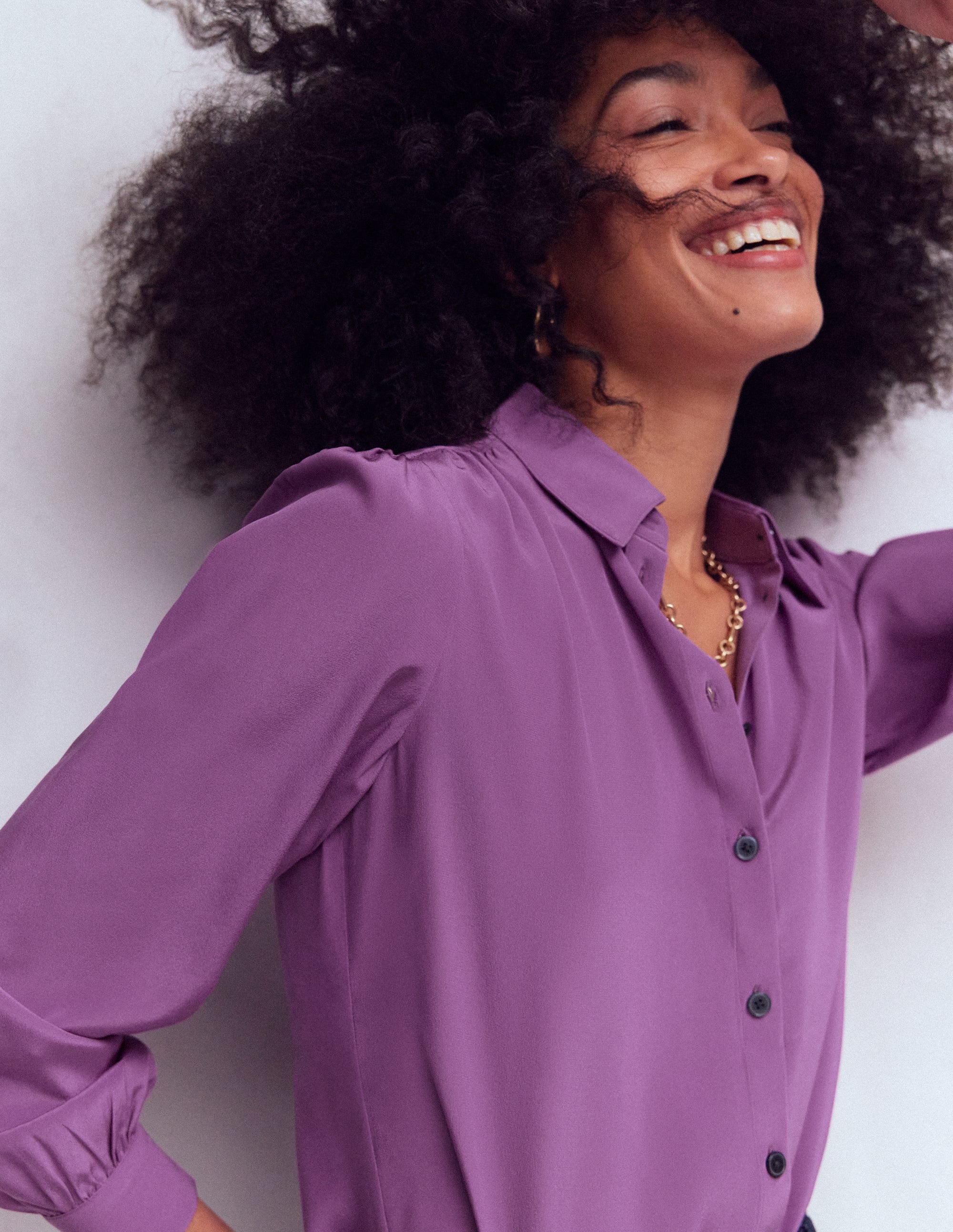 Sara Silk Shirt-Damson