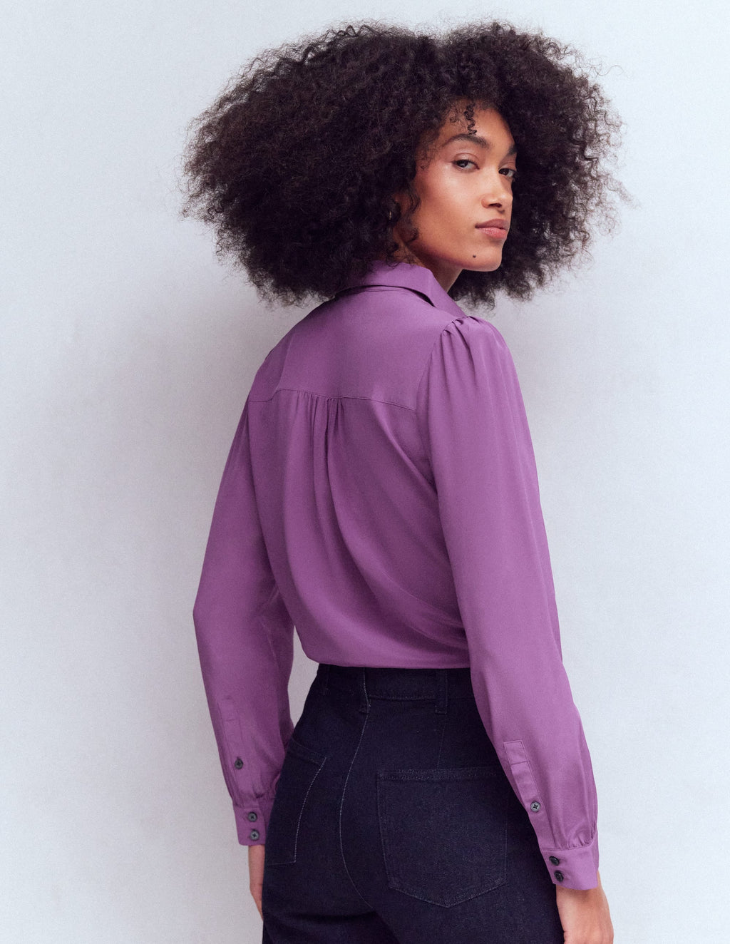 Sara Silk Shirt-Damson