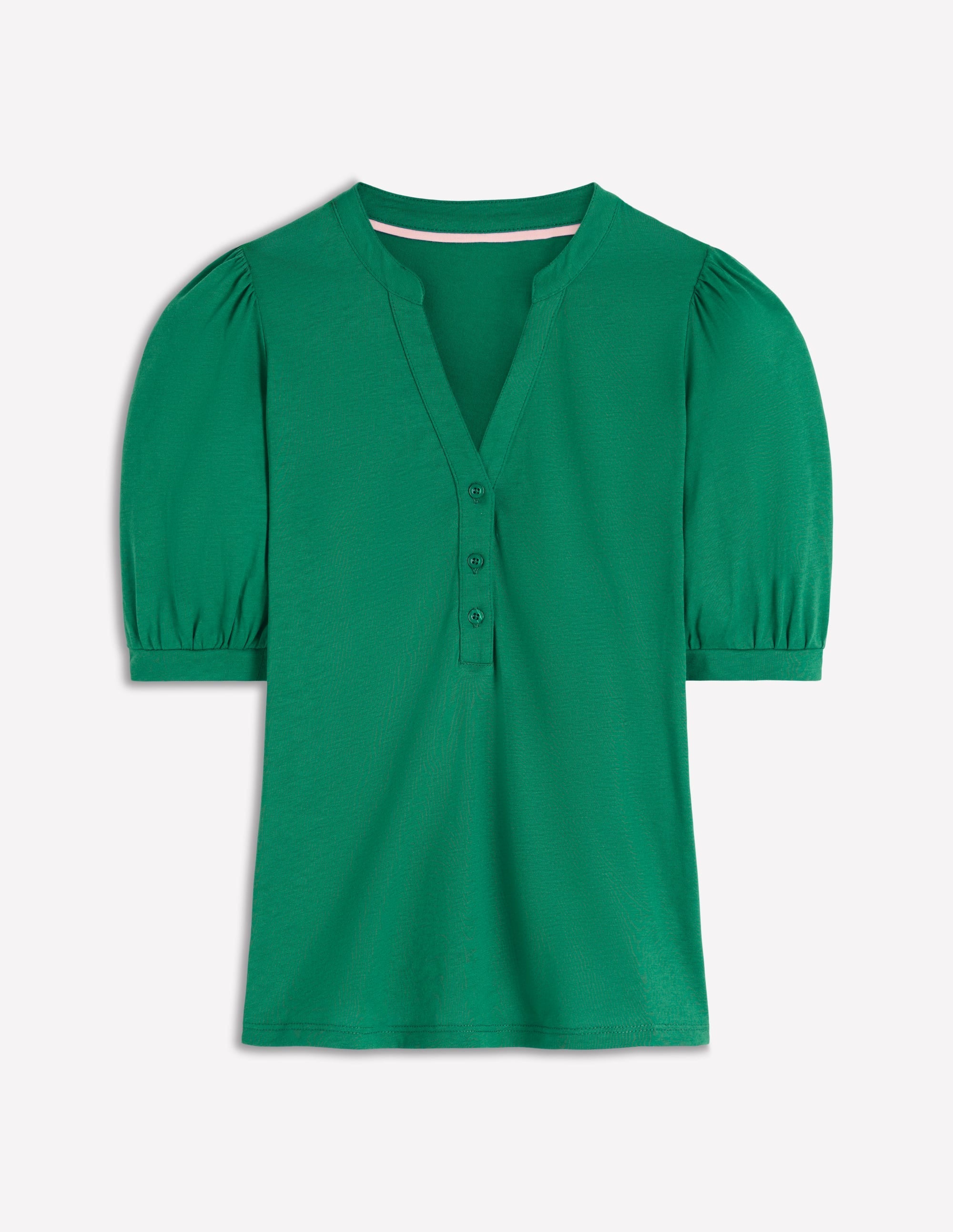 Supersoft Short Sleeve Henley-Jewel Green