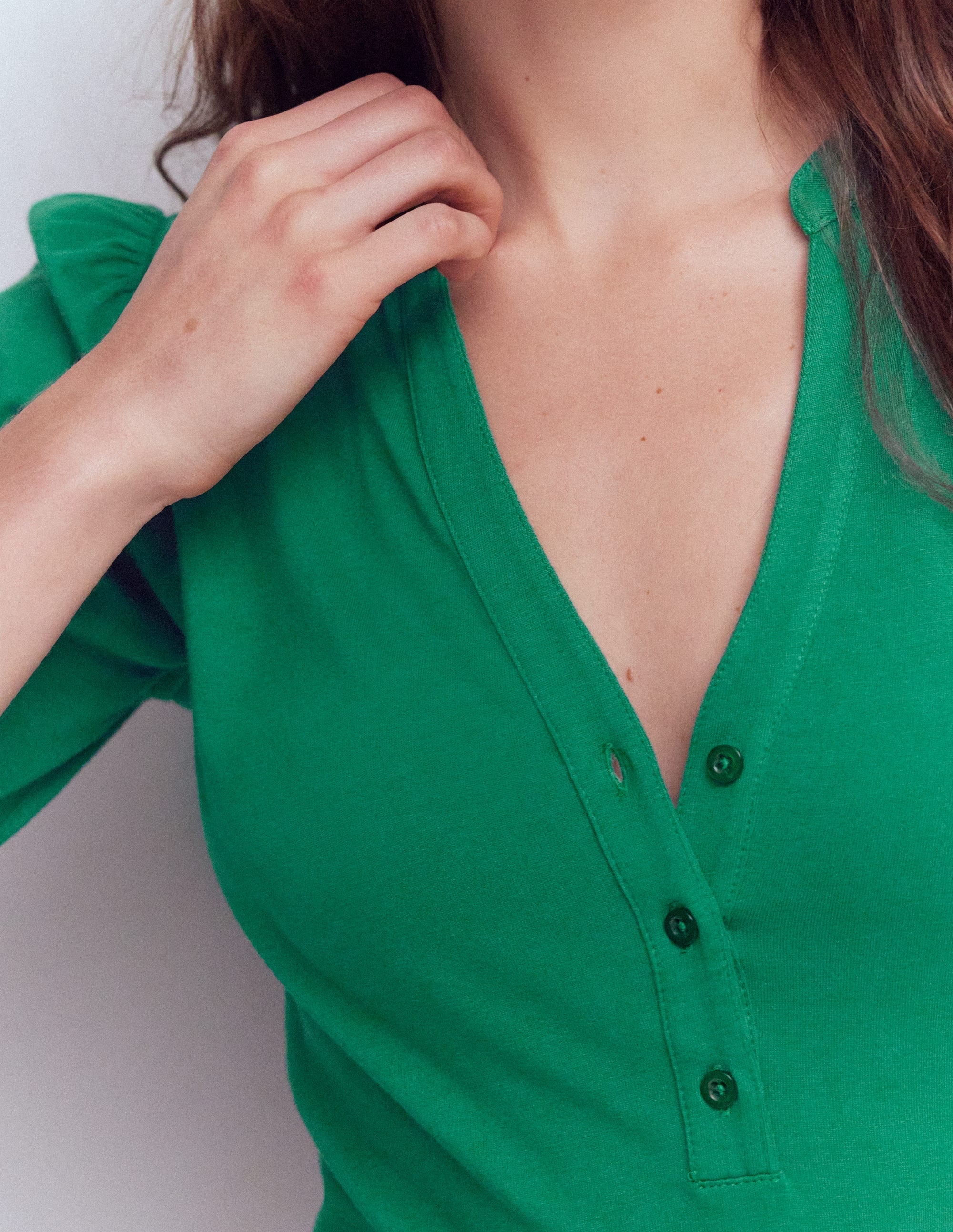 Supersoft Short Sleeve Henley-Jewel Green