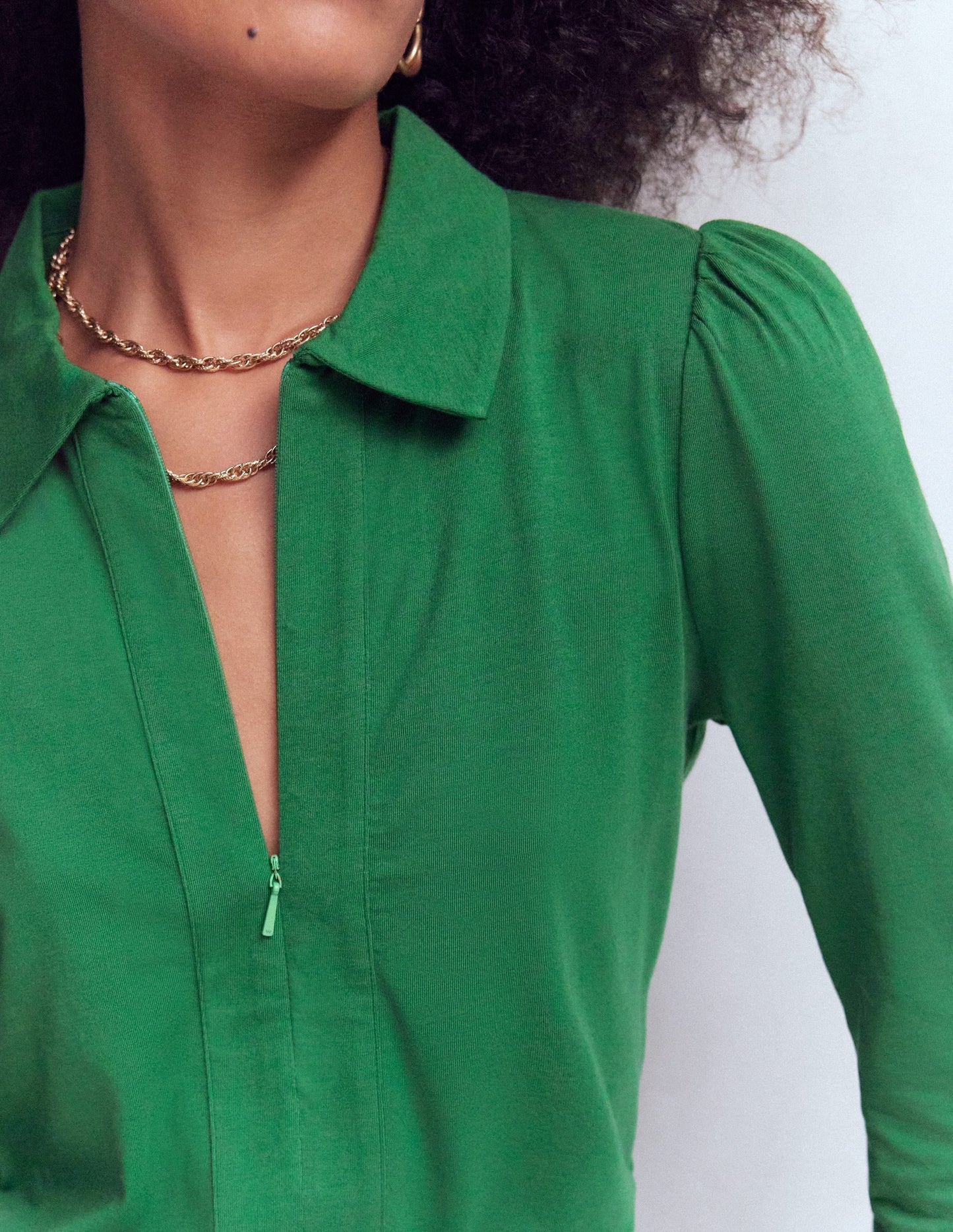 Zip Collar Supersoft Top-Fresh Green