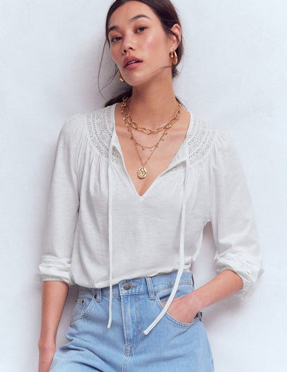 Edi Trim Detail Top-White