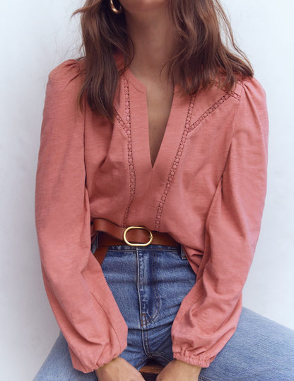 Poppy Long Sleeve Top-Vintage Rose