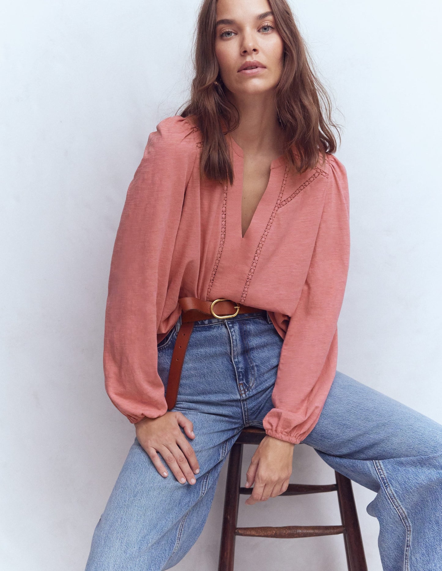 Poppy Long Sleeve Top-Vintage Rose