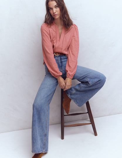 Poppy Long Sleeve Top-Vintage Rose