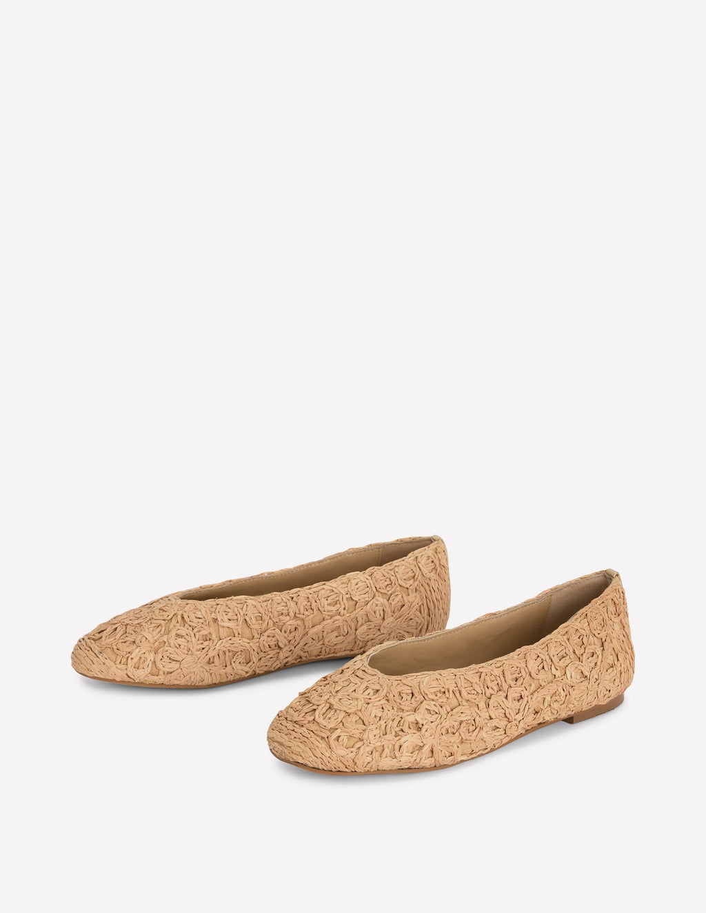 High Cut Ballet Flats-Flower Raffia