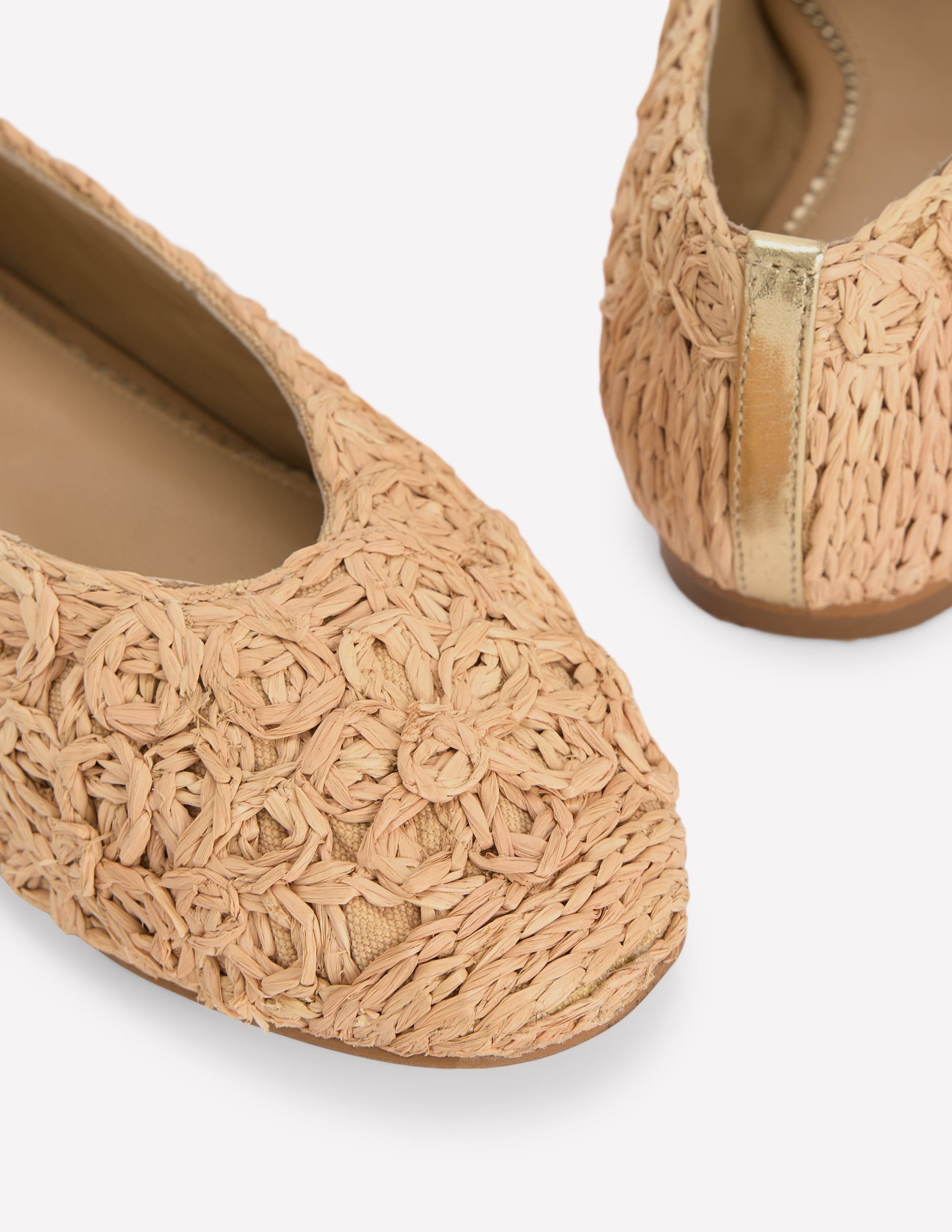 High Cut Ballet Flats-Flower Raffia