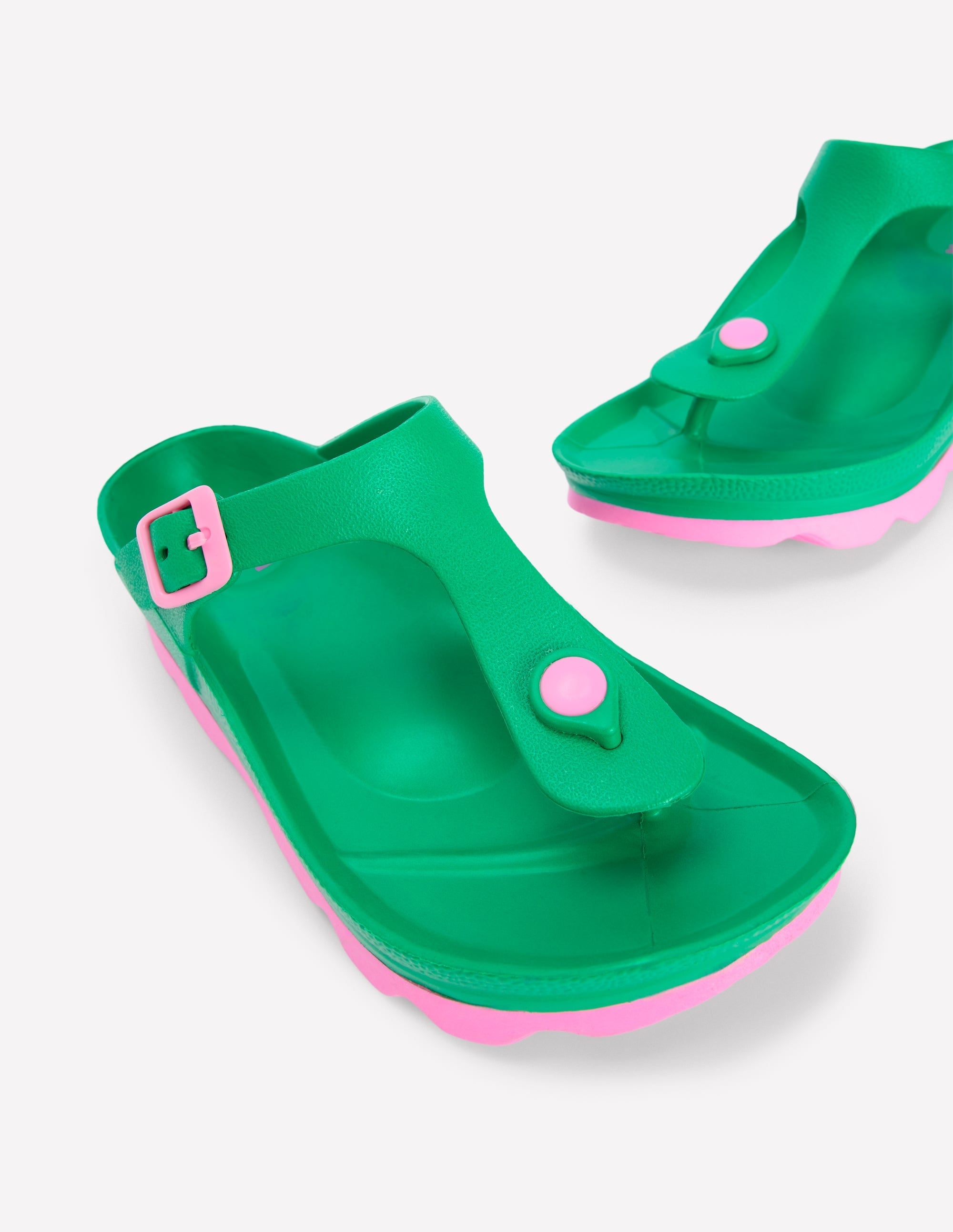 Lyla Toe Post Sandals-Green/Pink