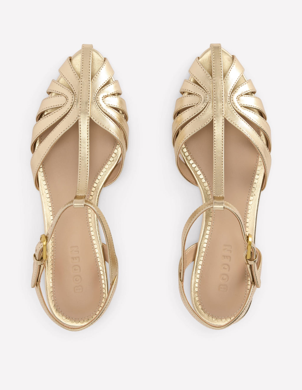 Caged Flat Sandal-Gold