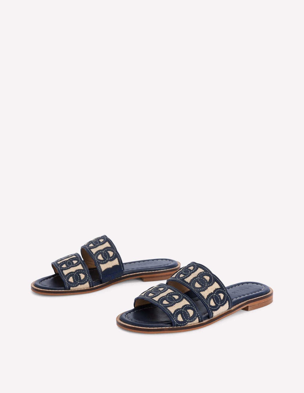 Interlocked Flat Sandal-Navy