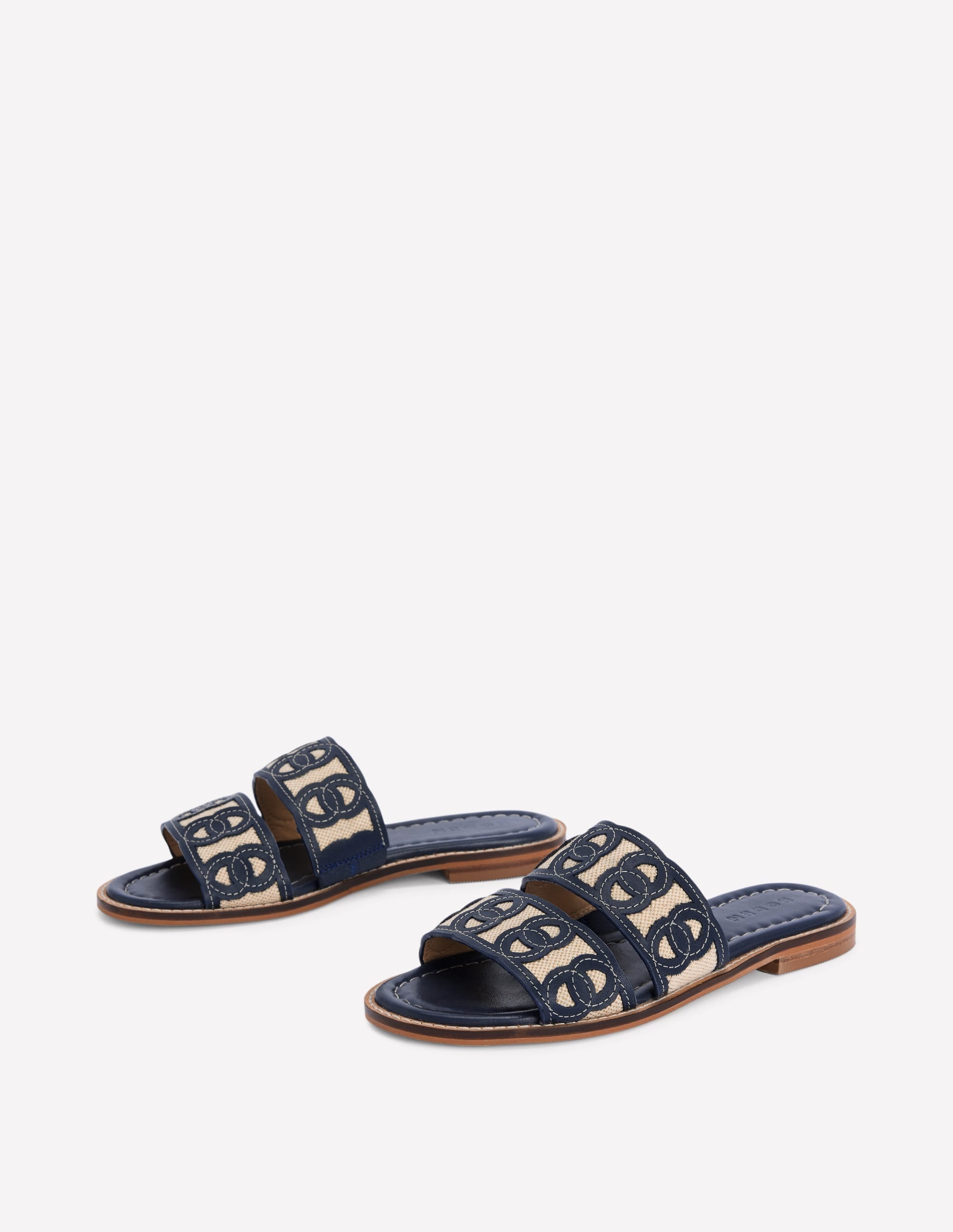 Interlocked Flat Sandal-Navy