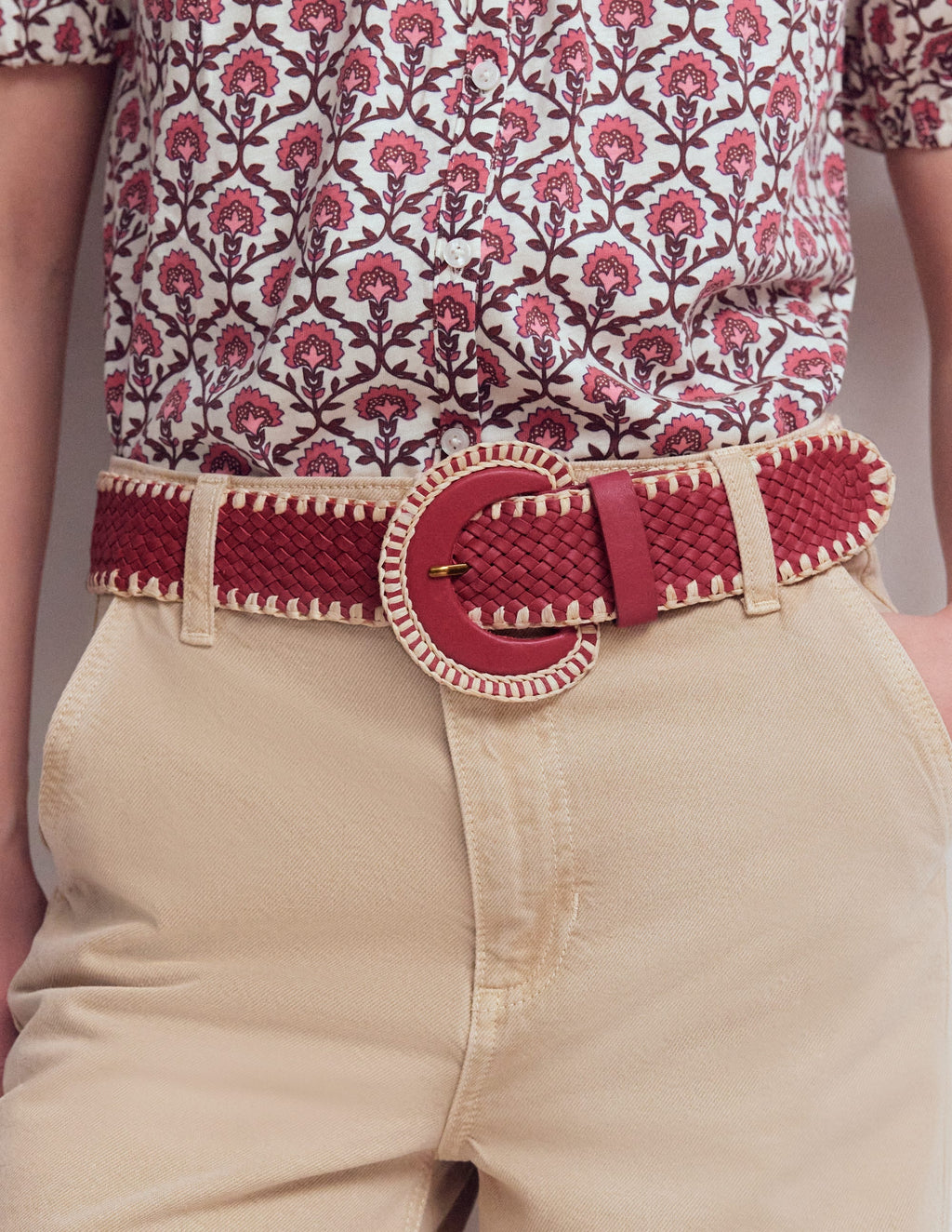 Woven Stitch Belt-Winter Blush