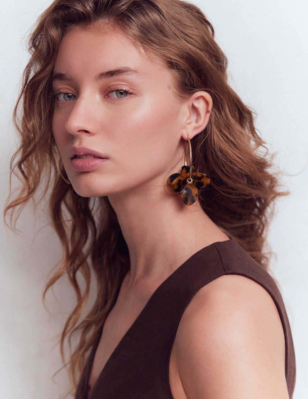 Resin Flower Hoops-Brown Tort