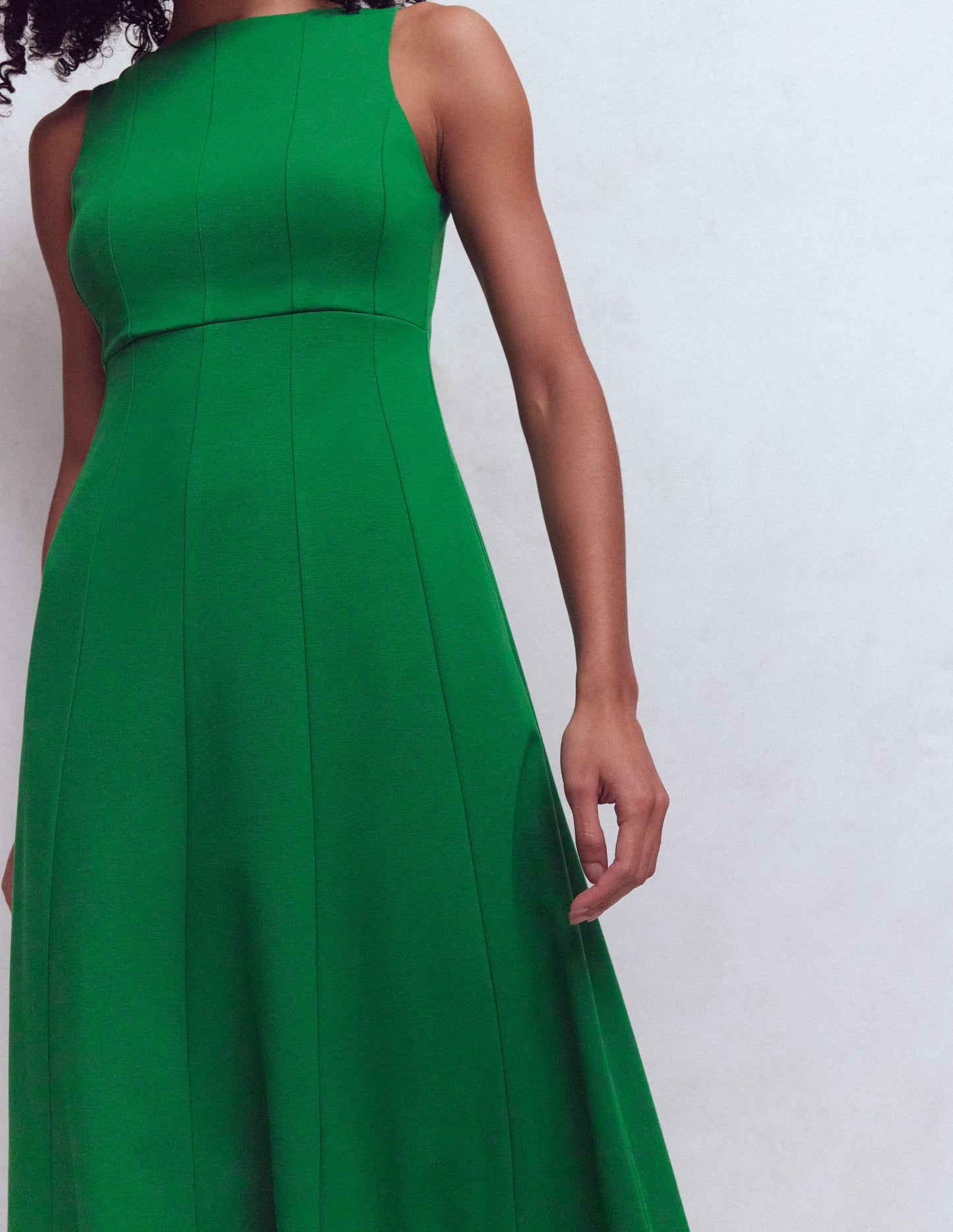 Sleeveless Ponte Midi Dress-Fresh Green