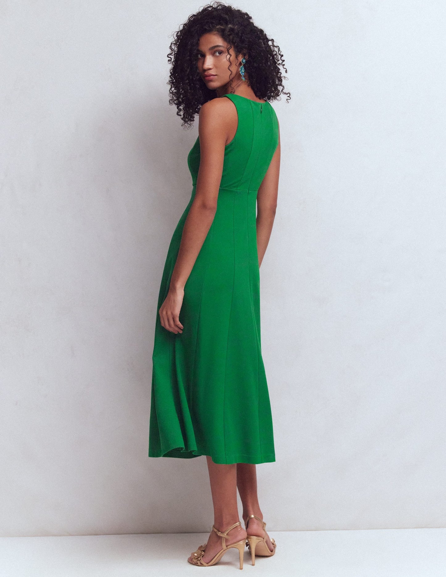 Sleeveless Ponte Midi Dress-Fresh Green