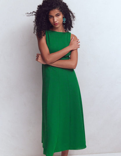 Sleeveless Ponte Midi Dress-Fresh Green