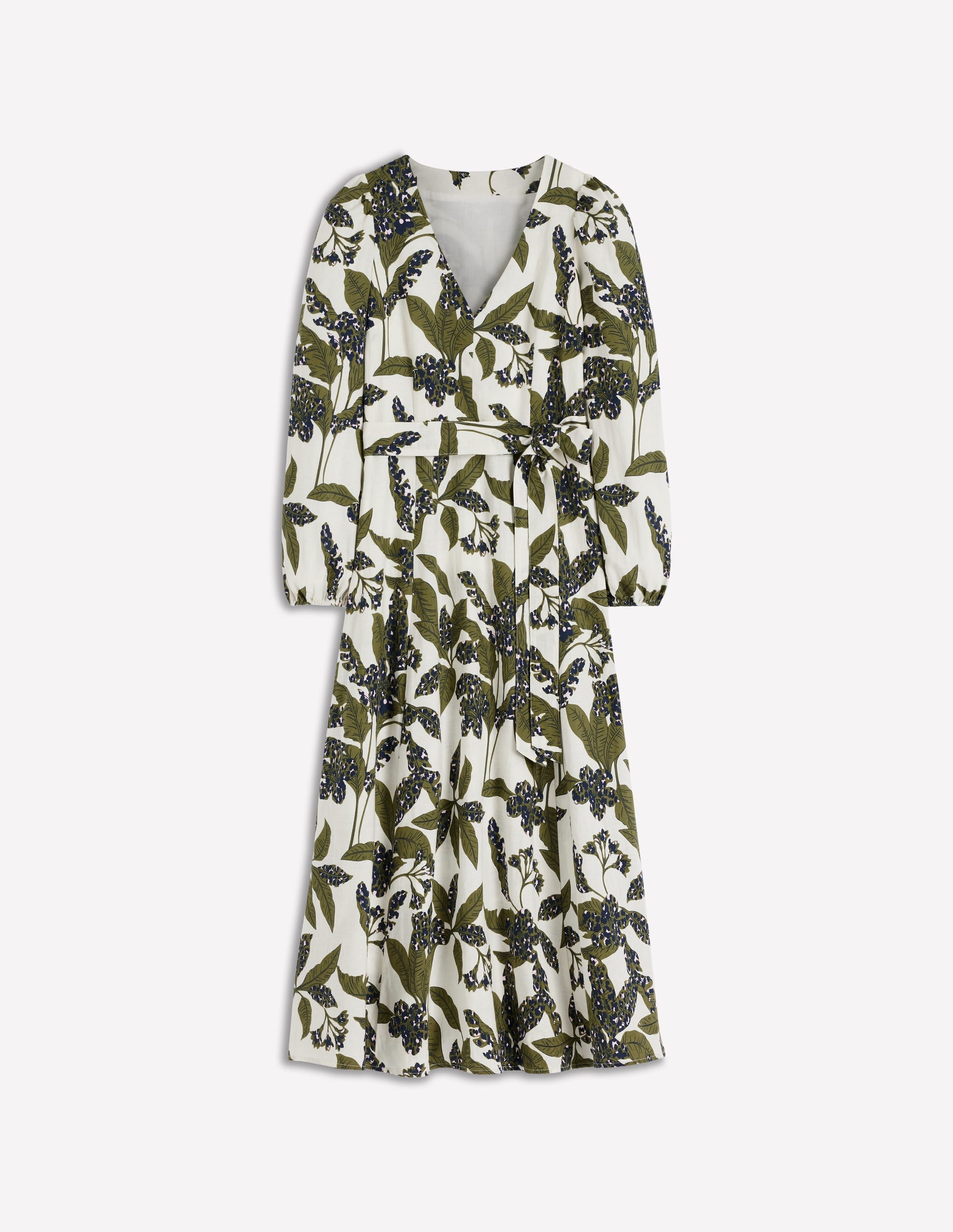 Florence Linen Blend Dress-Olive Leopard Flora