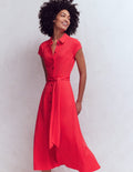 Marcia Jersey Shirt Dress-Poppy Red