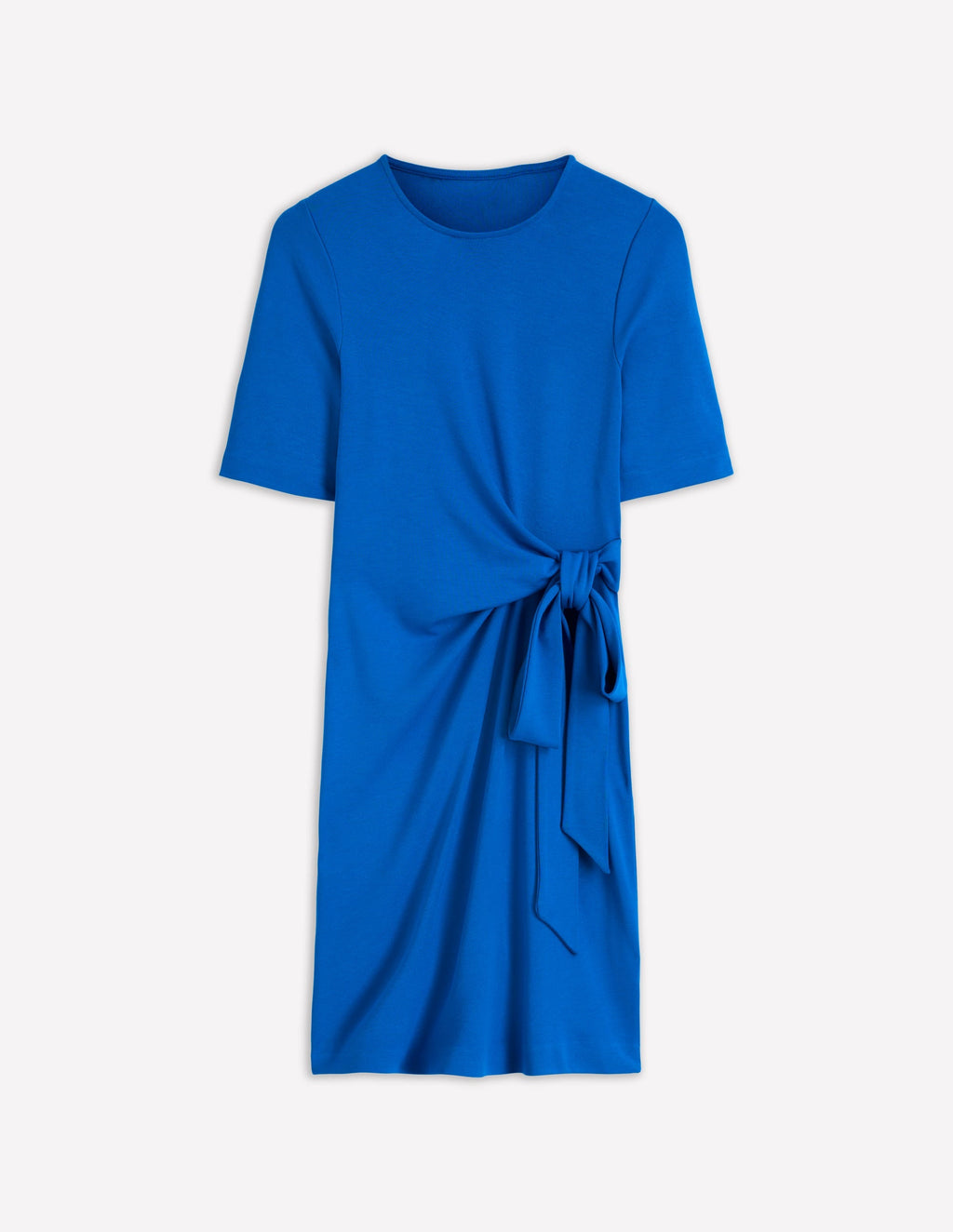 Zinnia Tie Jersey Short Dress-Kingfisher Blue