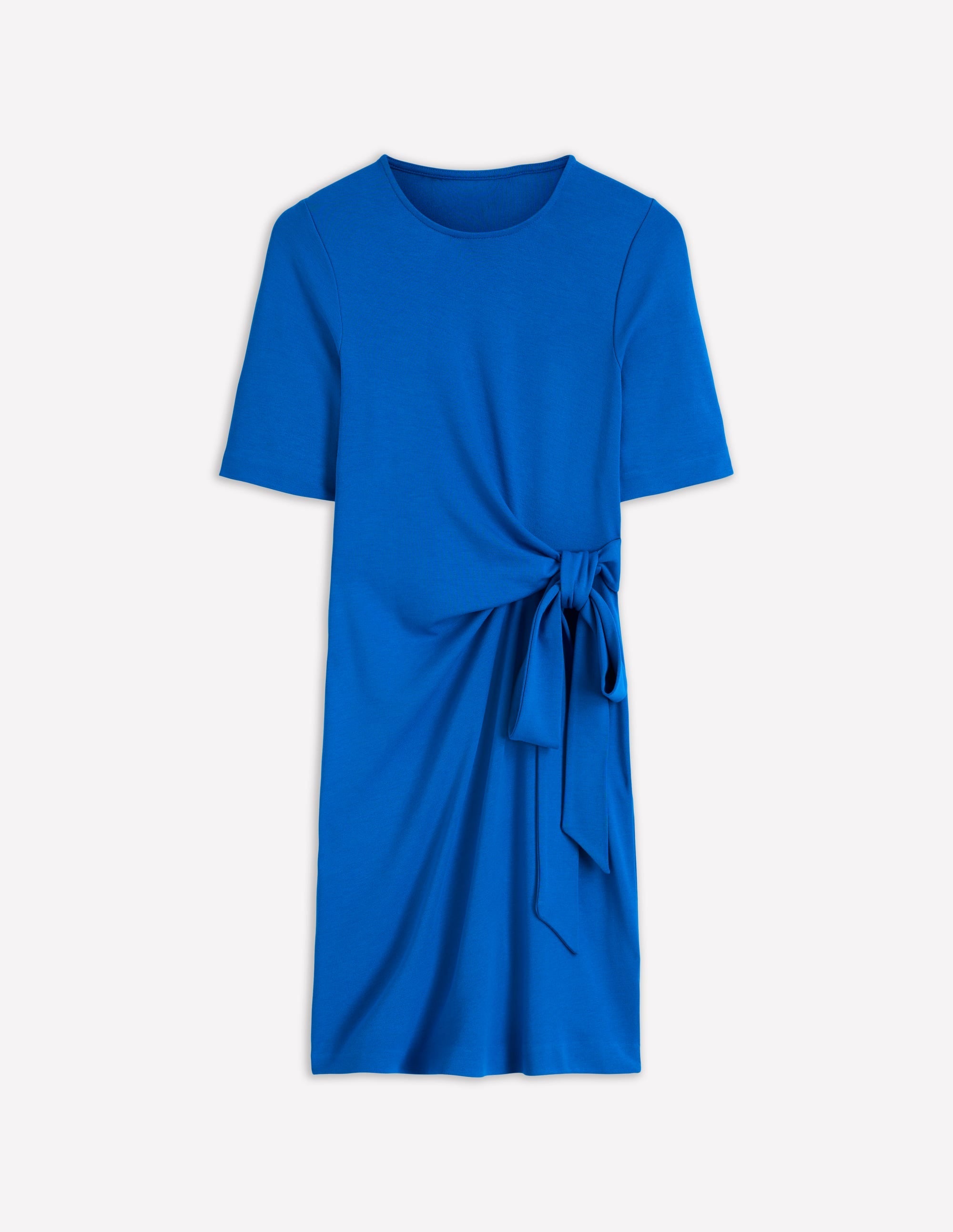 Zinnia Tie Jersey Short Dress-Kingfisher Blue