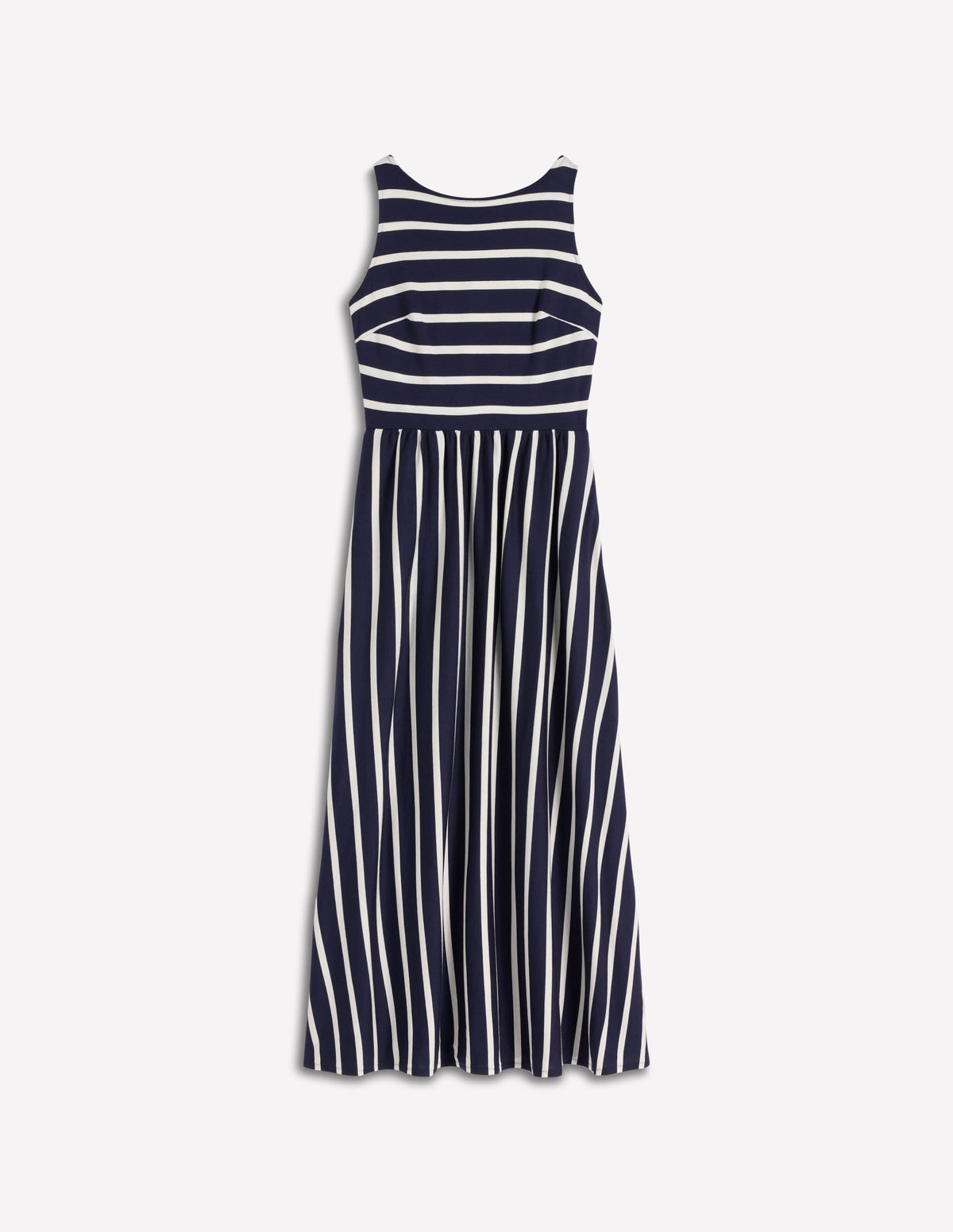 Saoirse Smock Back Dress-Navy, Ivory Stripe