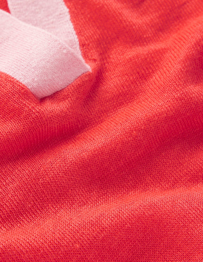 Agnes Collared Linen Jumper-Sunkissed Coral / Formica Pink