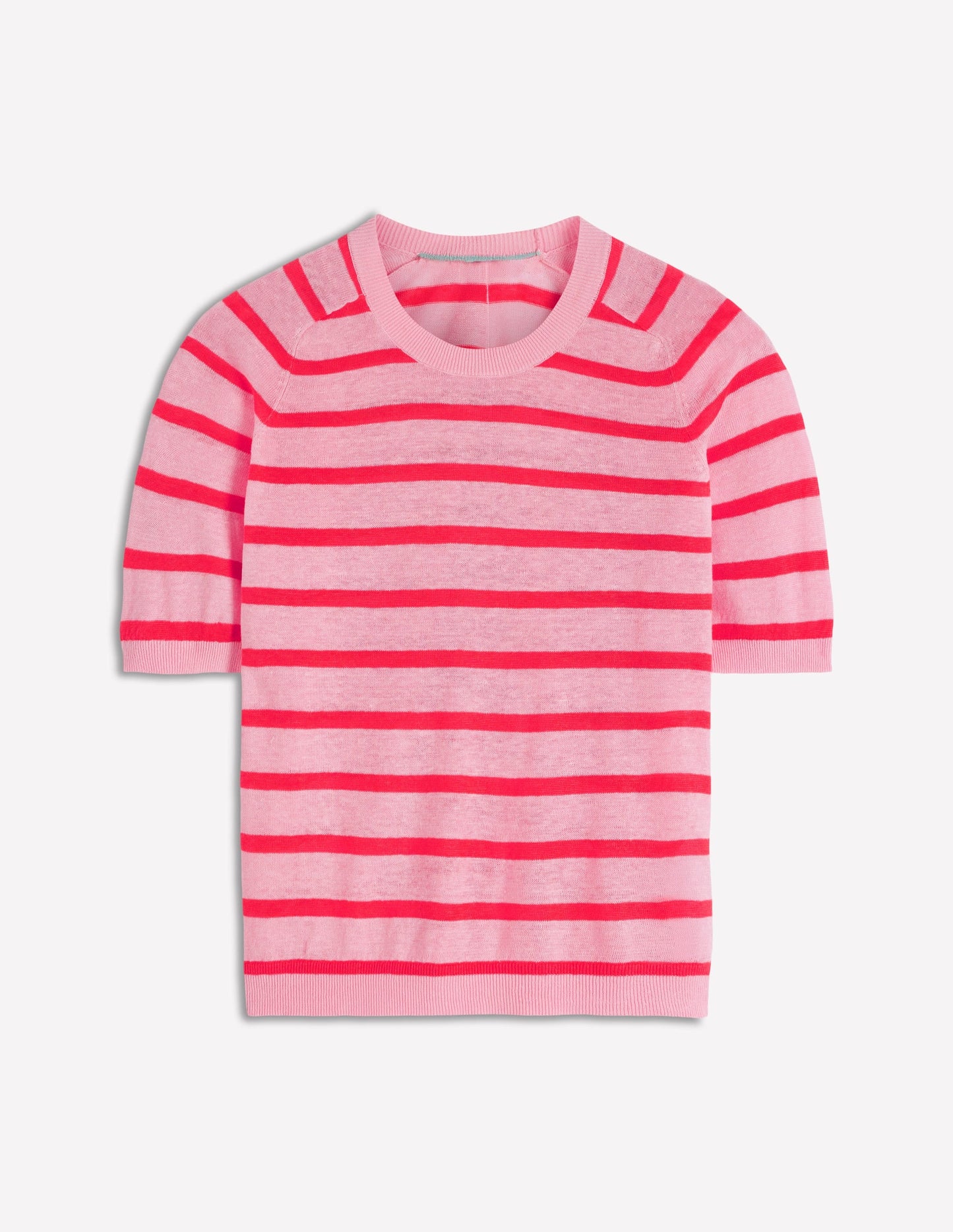 Agnes Linen Button T-Shirt-Sunkissed Coral / Formica Pink