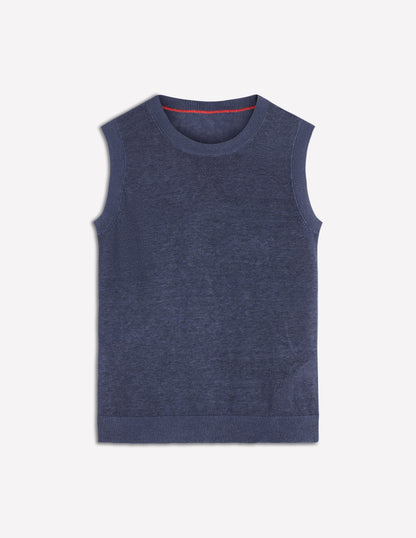 Agnes Linen Tank-Blue