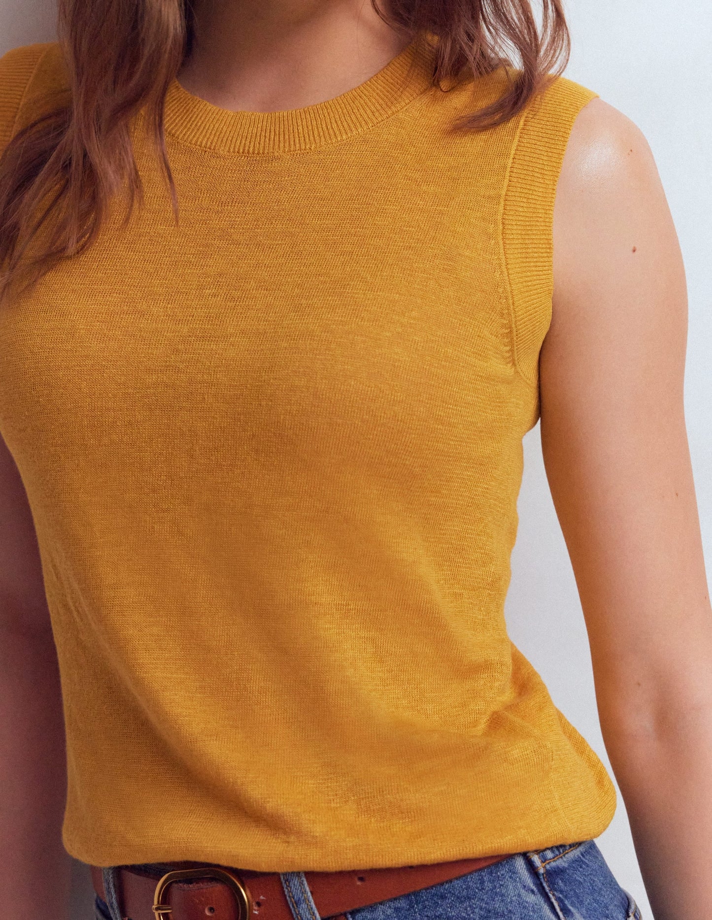 Agnes Linen Tank-Yellow