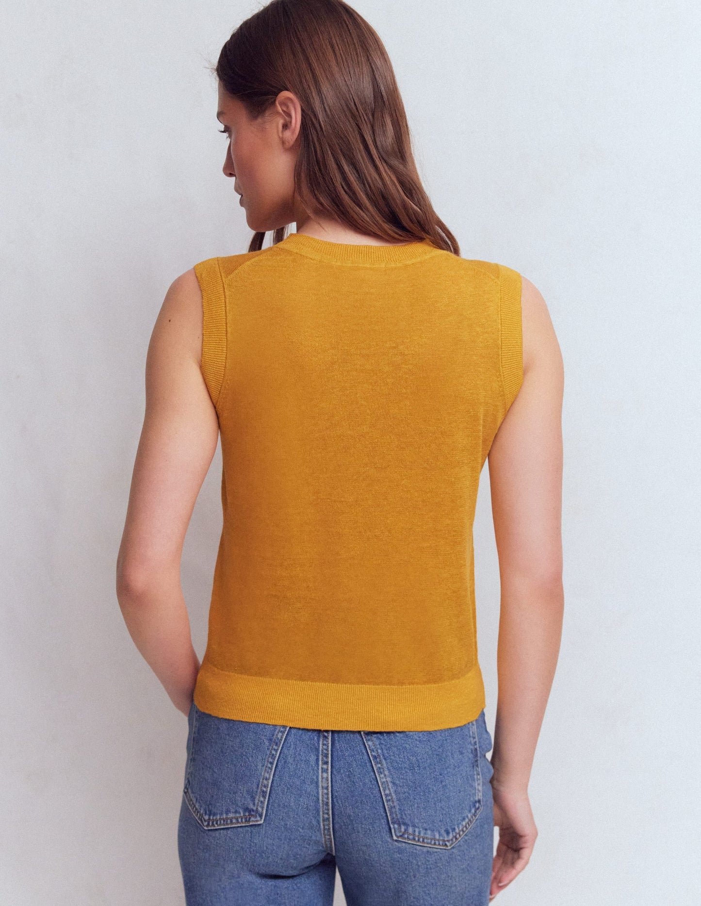 Agnes Linen Tank-Yellow