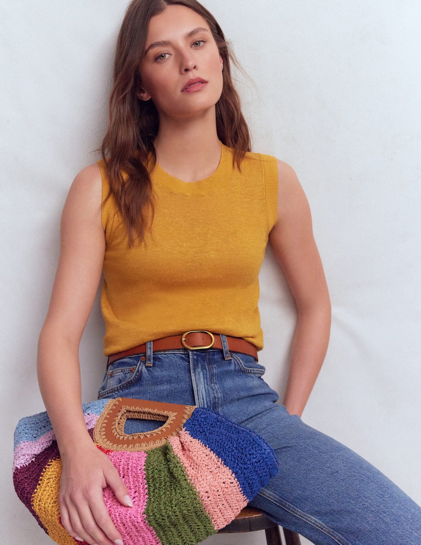 Agnes Linen Tank-Yellow