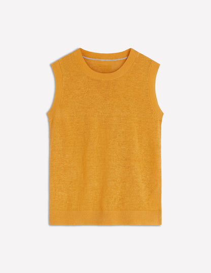 Agnes Linen Tank-Yellow