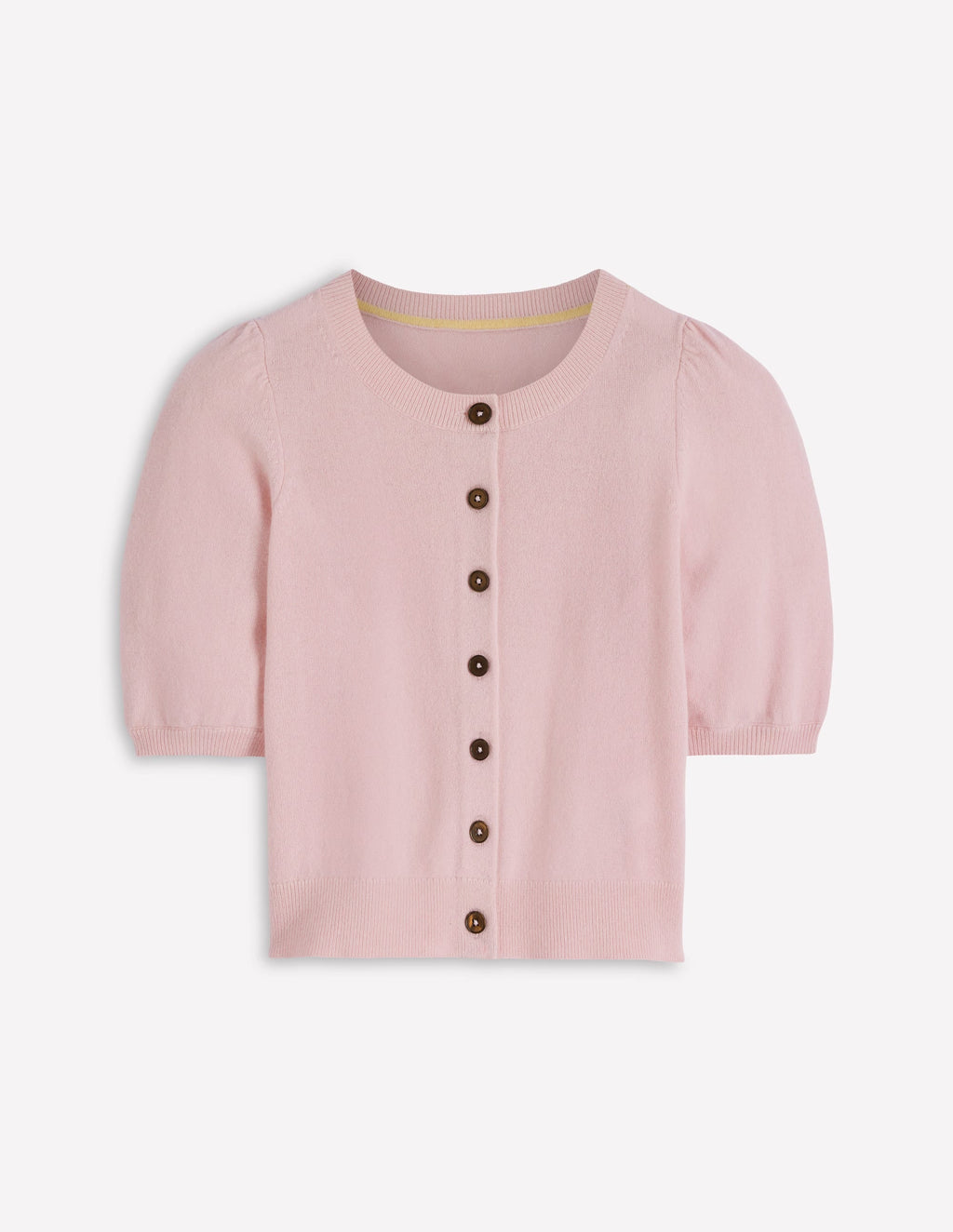 Cropped Cashmere Cardigan-Pale Pink