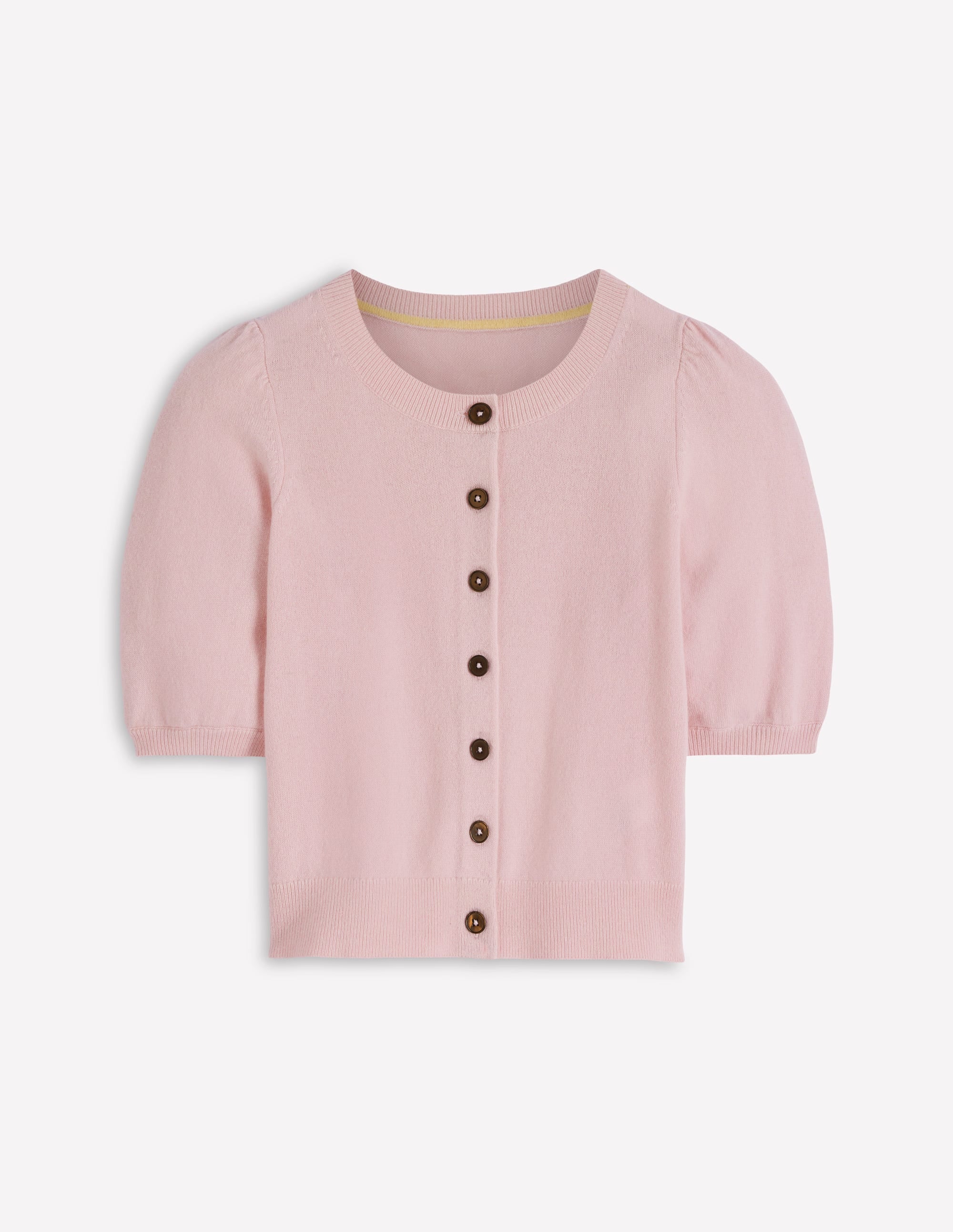 Cropped Cashmere Cardigan-Pale Pink