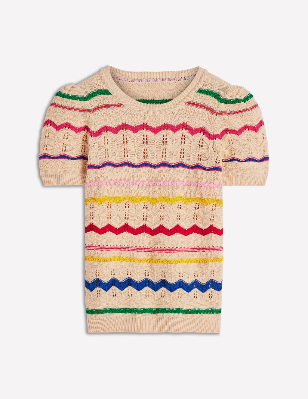 Monica Knitted T-Shirt-Multi Stripe