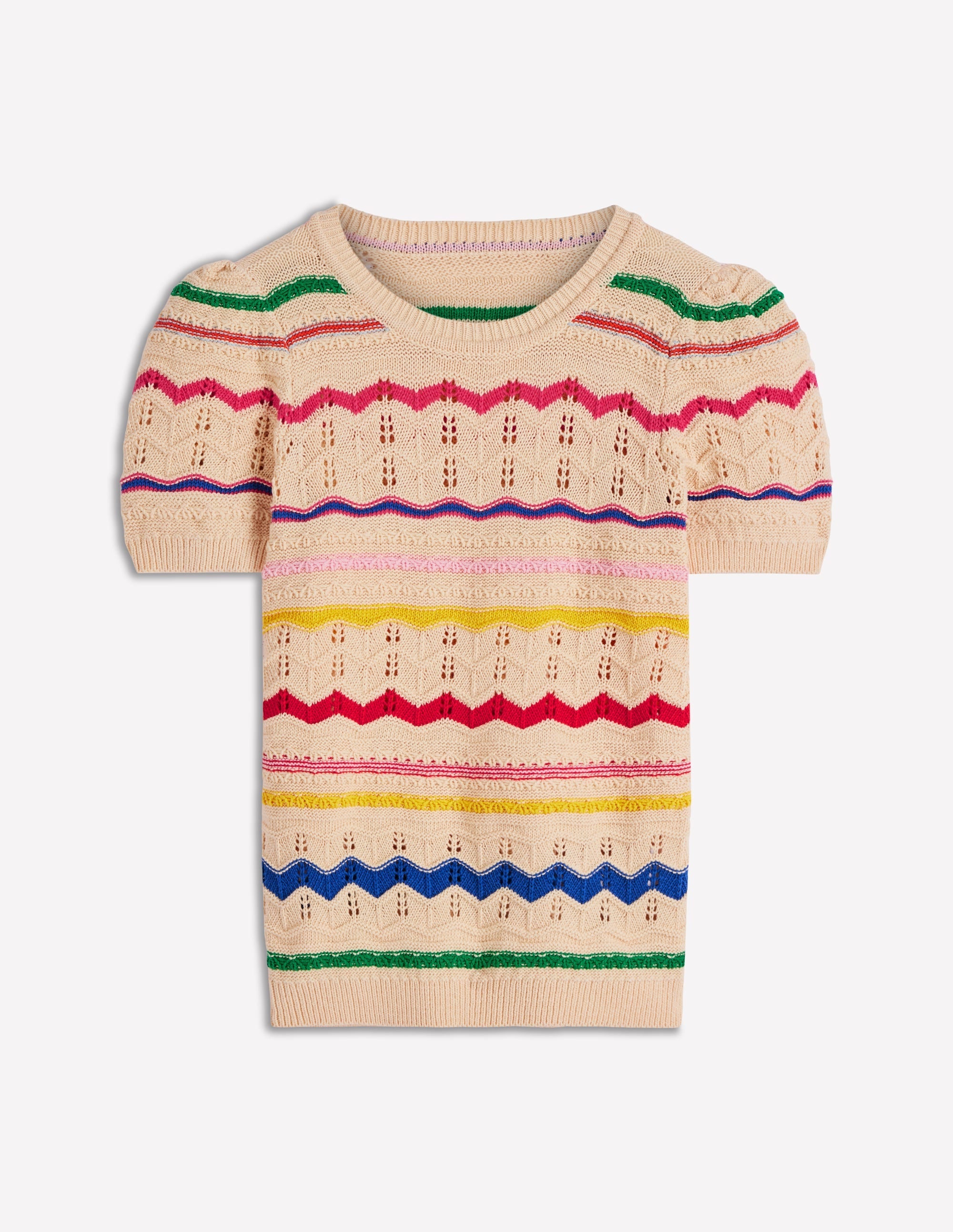 Monica Knitted T-Shirt-Multi Stripe