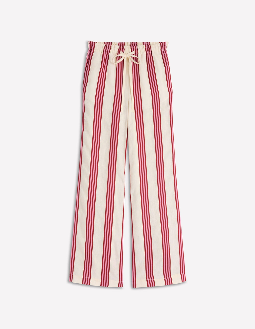Islington Linen Pants-Ivory, Brown & Pink Stripe